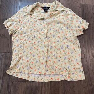 Rafaella Floral Rayon Camp Shirt Womens‎ Medium Short Sleeve Button Down Top